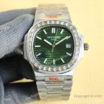 Swiss Quality Patek Philippe Nautilus Citizen 8215 Olive Green Dial with Baguettes